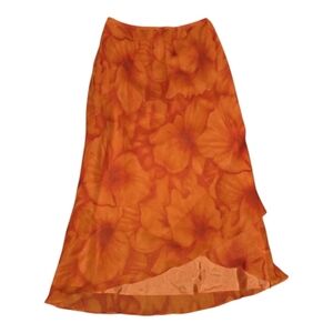 Donna Ricco Asymmetrical Floral Orange Skirt Size 10